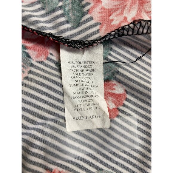 First Love Ruffle Tank Top L Black White Floral Stripe Red Roses Boho Summer Y2K - Picture 4 of 7